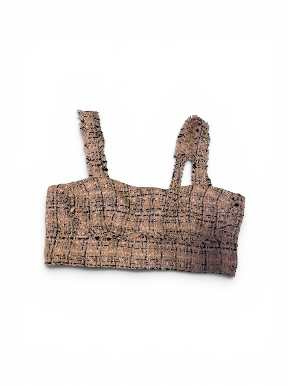 Textured Tweed Crop Top in Blush